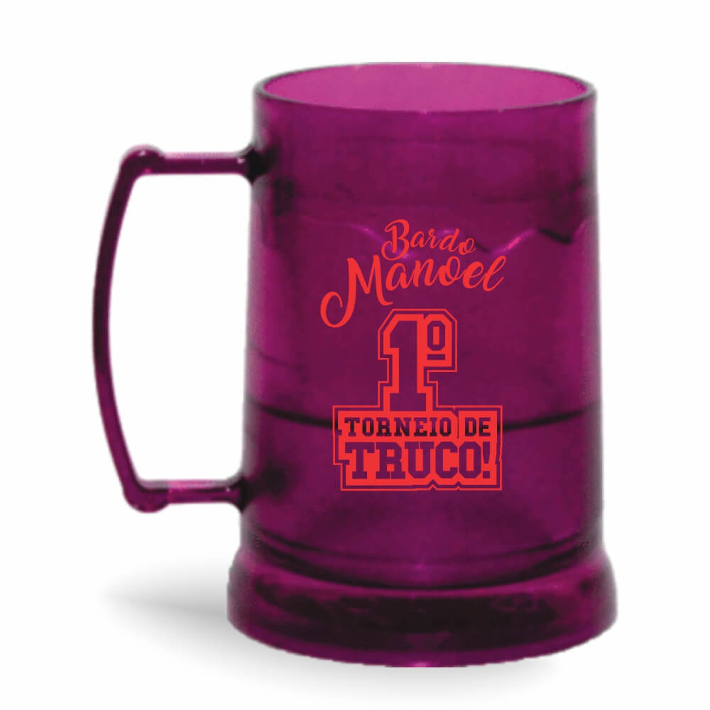 Caneca Transparente Colirida Roxa com Gel Incolor