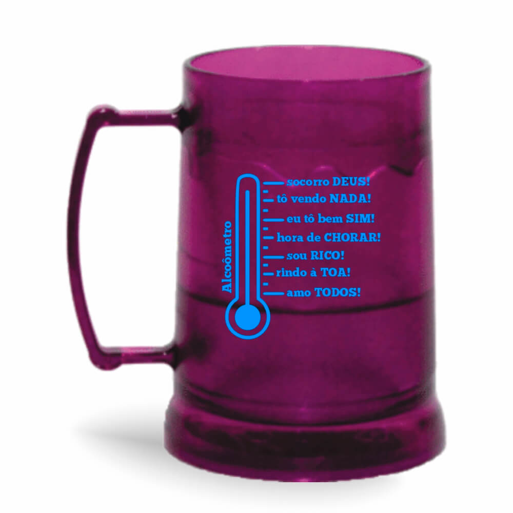 Caneca Transparente Colirida Roxa com Gel Incolor