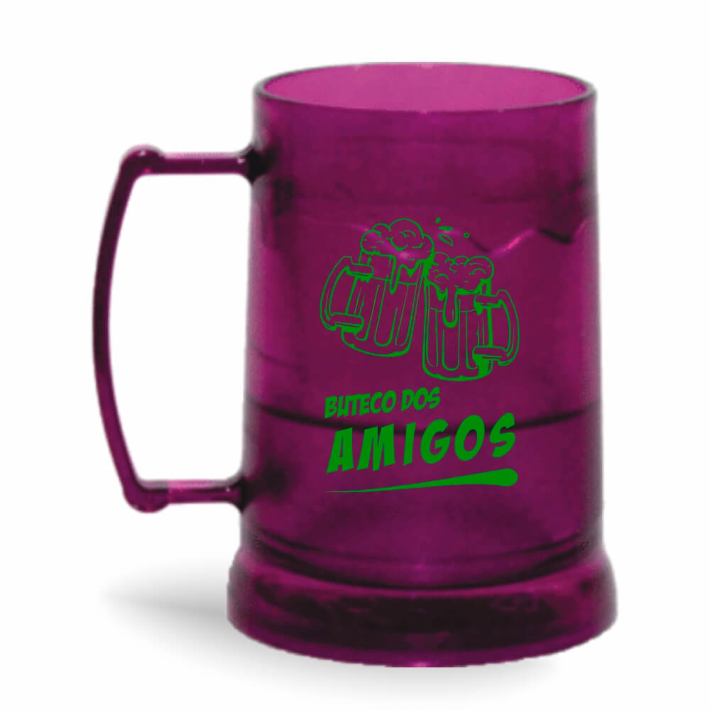 Caneca Transparente Colirida Roxa com Gel Incolor