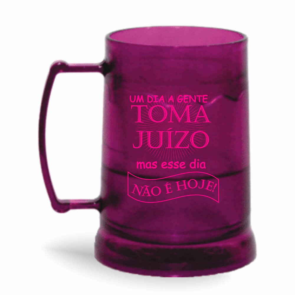 Caneca Transparente Colirida Roxa com Gel Incolor