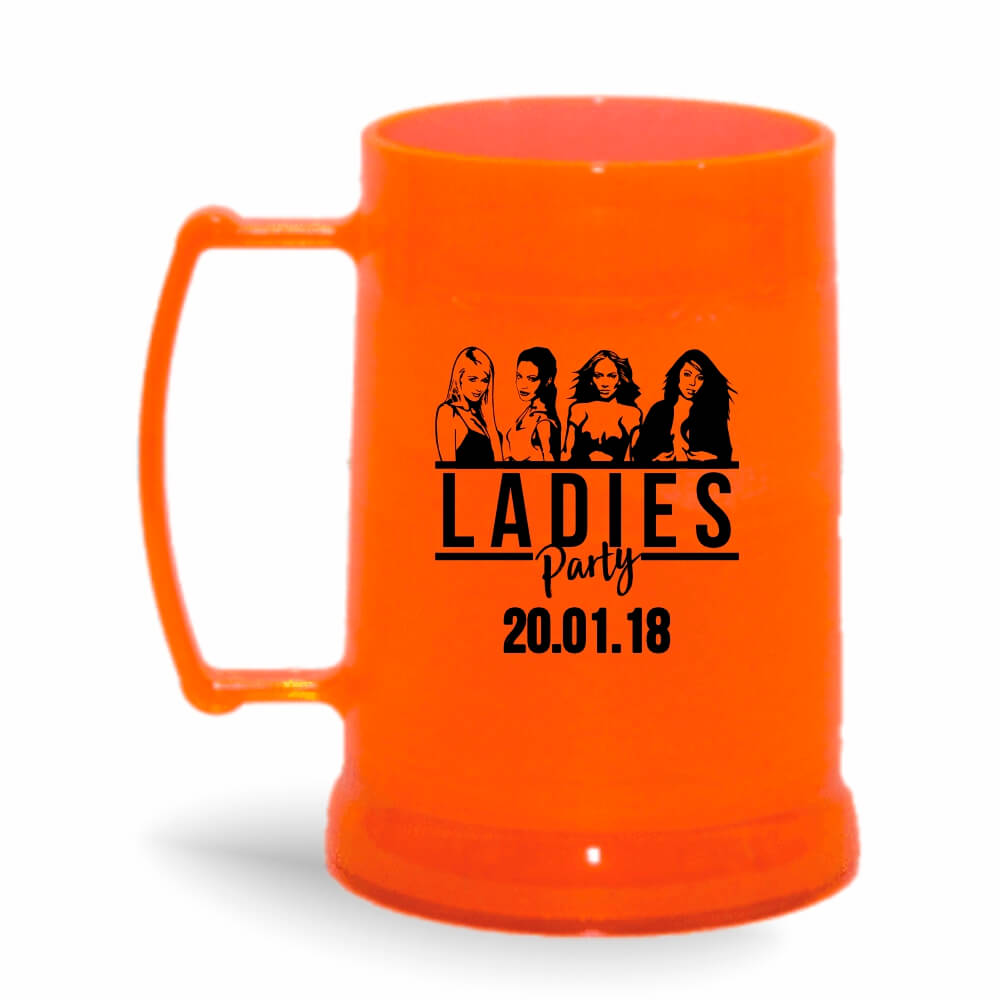 Caneca Transparente Colirida Laranja Neon com Gel Incolor