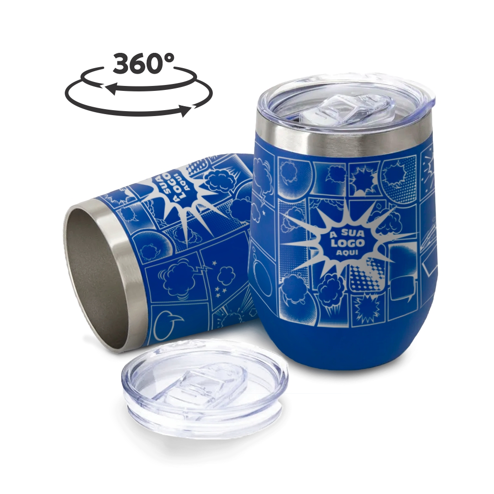 Copo Térmico Modelo Cuia 360ml Azul