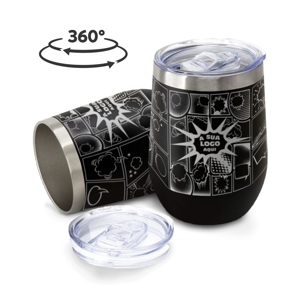 Copo Térmico Modelo Cuia 360ml Preto