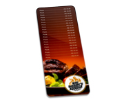 Cardápios Personalizados Plastificados Plástico Compacto 0,05mm (105x300mm)