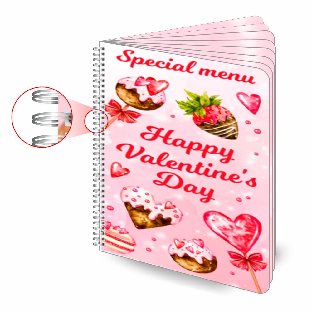 Cardápios Personalizados Wire O 16 Páginas Couchê 250g (210x300mm)