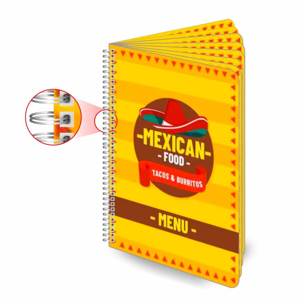 Cardápios Personalizados Wire O 16 Páginas Pvc 0,50mm Premium Branco (300x420mm)