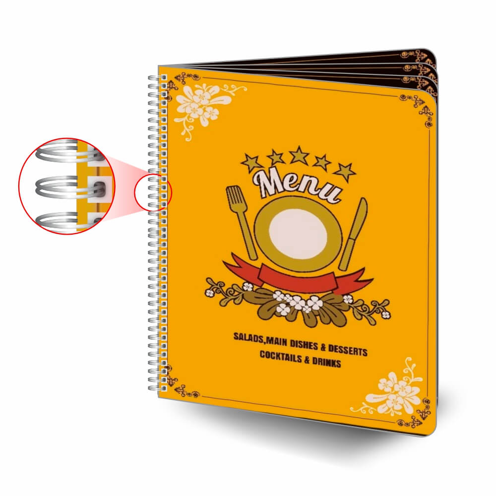 Cardápios Personalizados Wire O 8 Páginas Pvc 0,50mm Premium Branco (210x300mm)