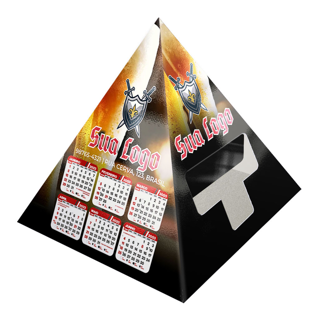 Calendário De Mesa Porta Cartões Pirâmide Supremo Digital 255g