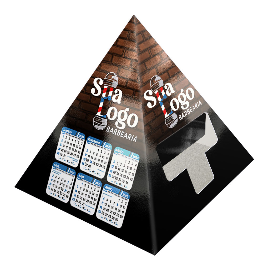 Calendário De Mesa Porta Cartões Pirâmide Supremo Digital 255g