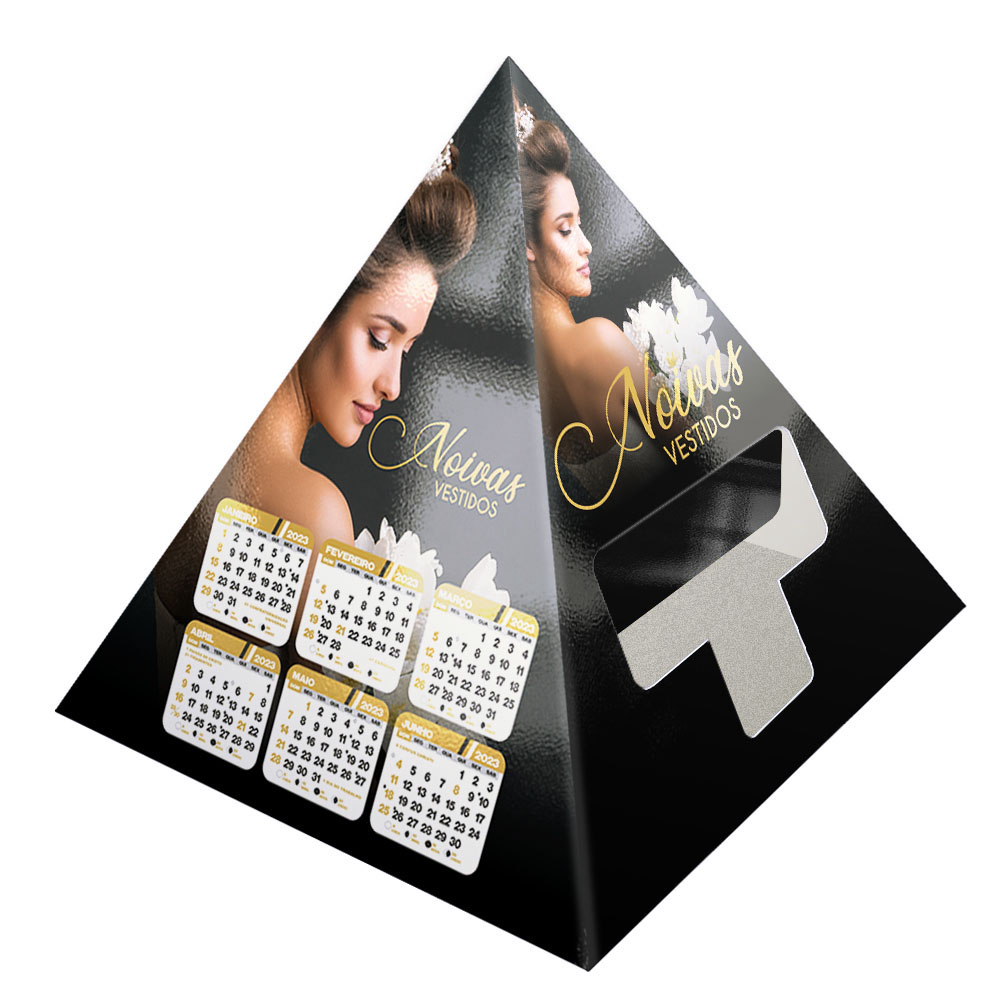 Calendário De Mesa Porta Cartões Pirâmide Supremo Digital 255g
