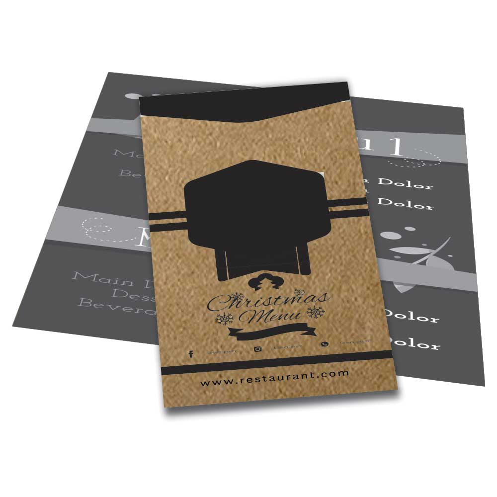 Cardápios Personalizados 4 Páginas Com Dobra Papel Kraft 250g (480x330mm)