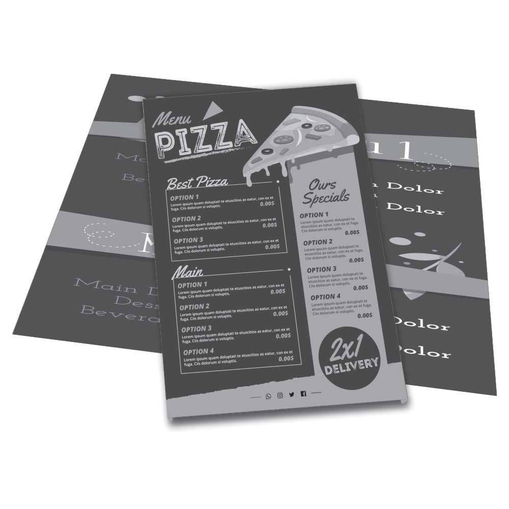 Cardápios Personalizados 4 Páginas Com Dobra Papel Kraft 250g (480x330mm)