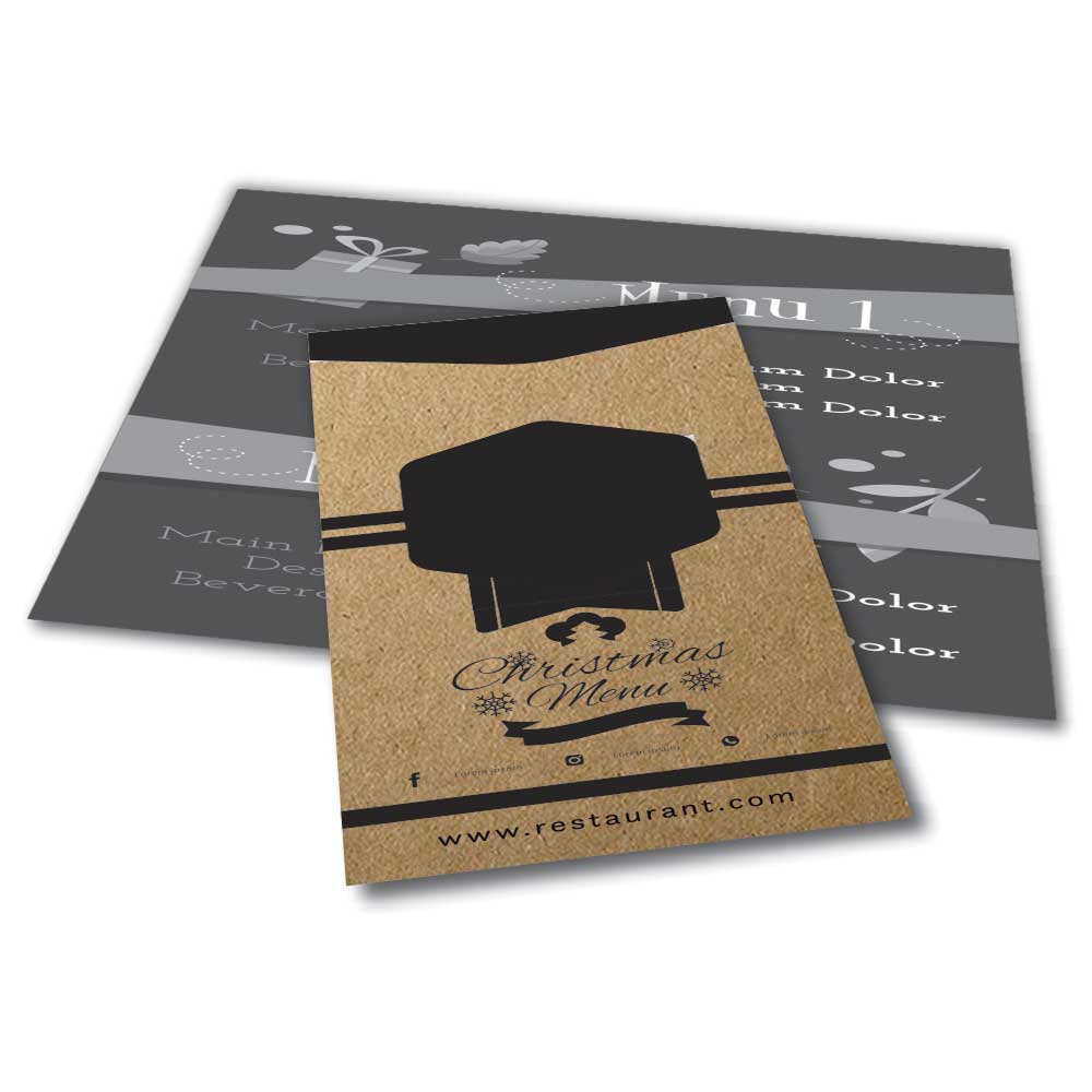Cardápios Personalizados 4 Páginas Com Dobra Papel Kraft 250g (330x480mm)
