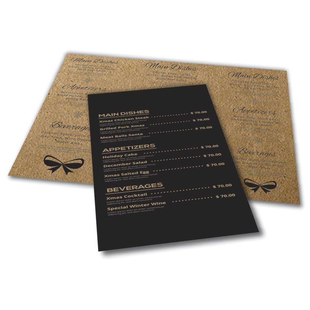 Cardápios Personalizados 4 Páginas Com Dobra Papel Kraft 250g (330x480mm)