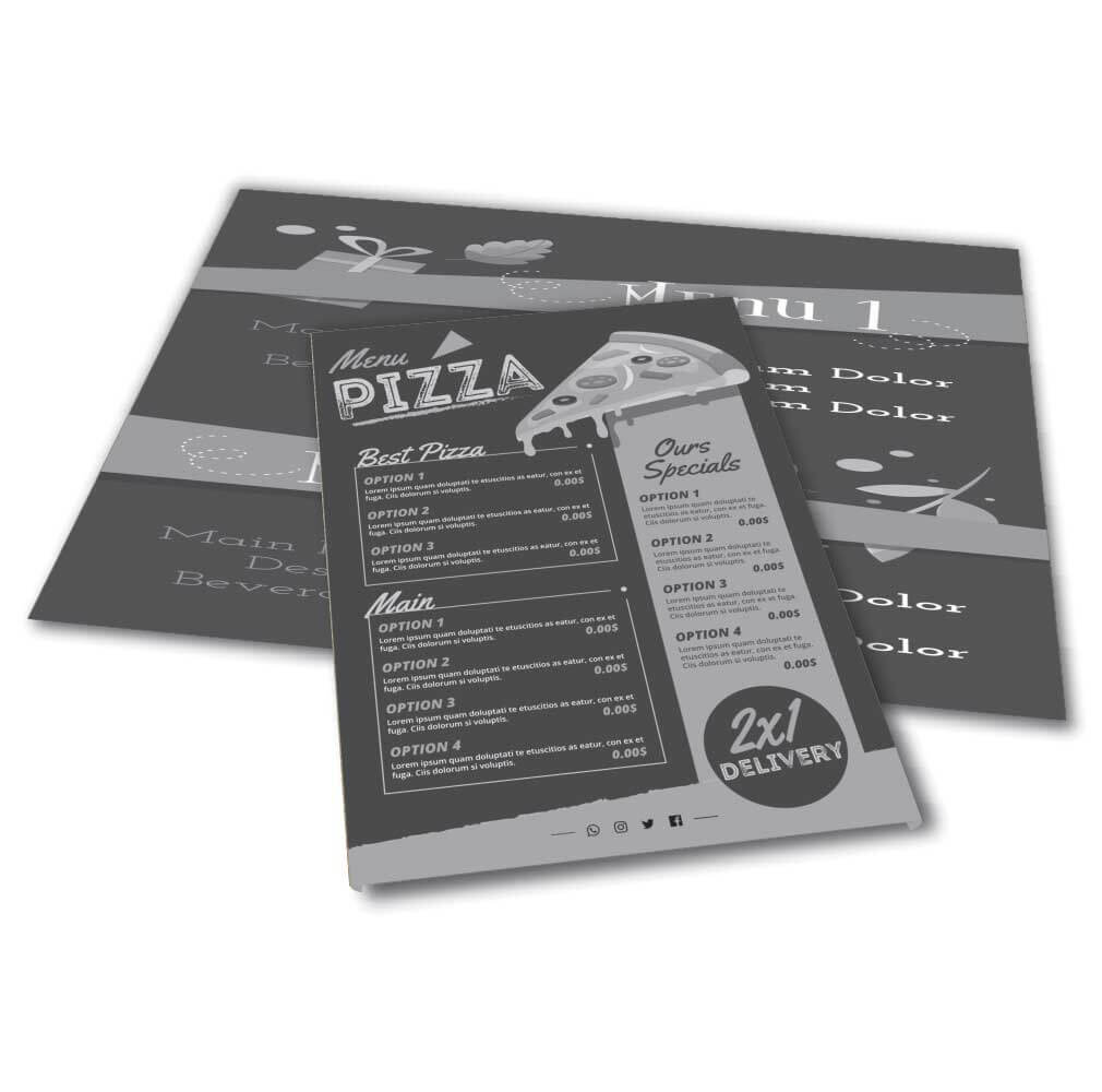 Cardápios Personalizados 4 Páginas Com Dobra Papel Kraft 250g (330x480mm)
