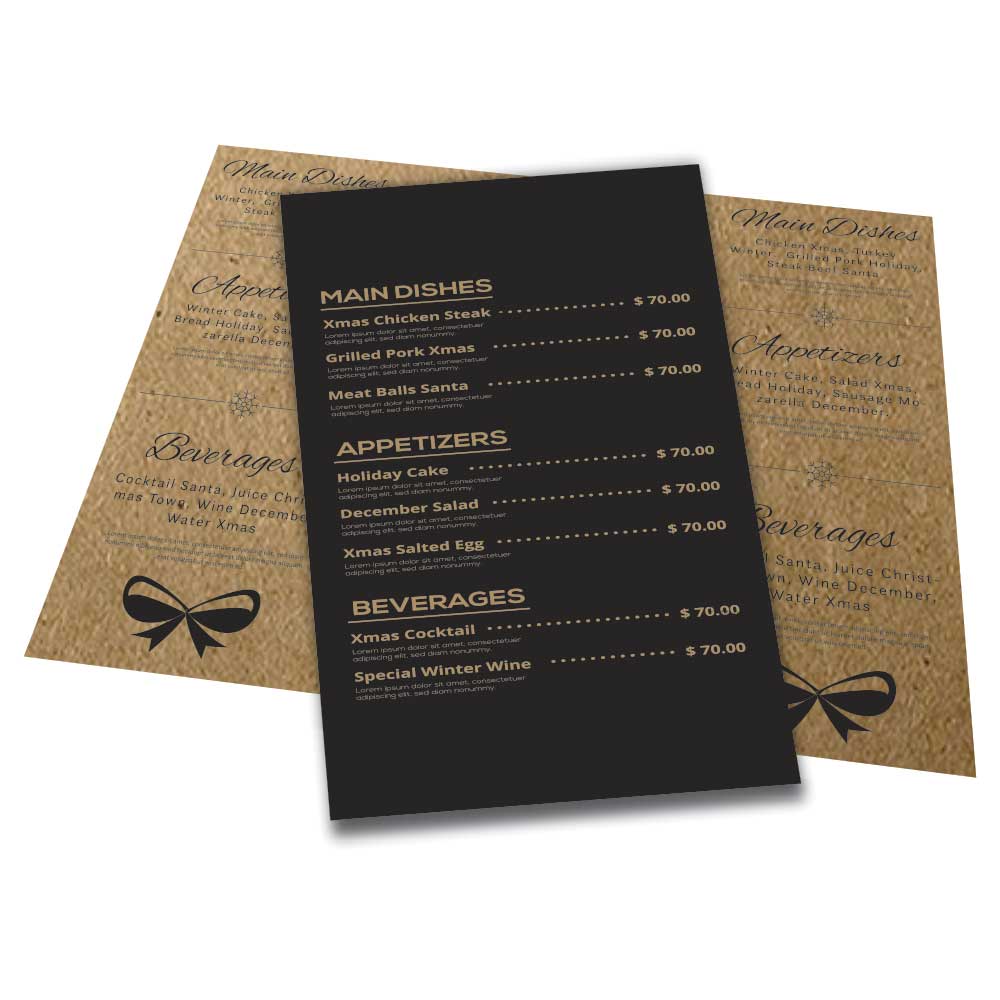 Cardápios Personalizados 4 Páginas Com Dobra Papel Kraft 250g (300x210mm)