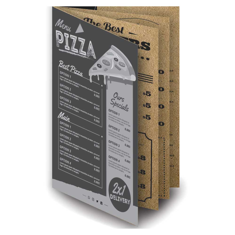 Cardápios Personalizados 8 Páginas Com Dobra Kraft 250g (480x330mm)