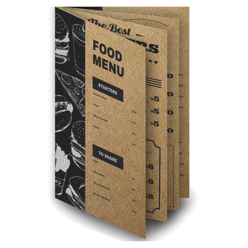 Cardápios Personalizados 8 Páginas Com Dobra Kraft 250g (330x480mm)