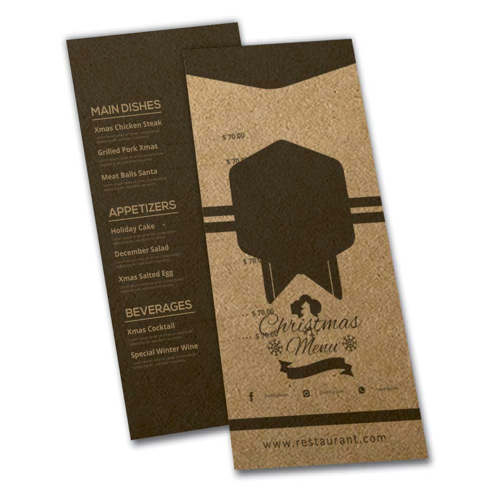 Cardápios Personalizados Simples Kraft 250g (105x300mm)