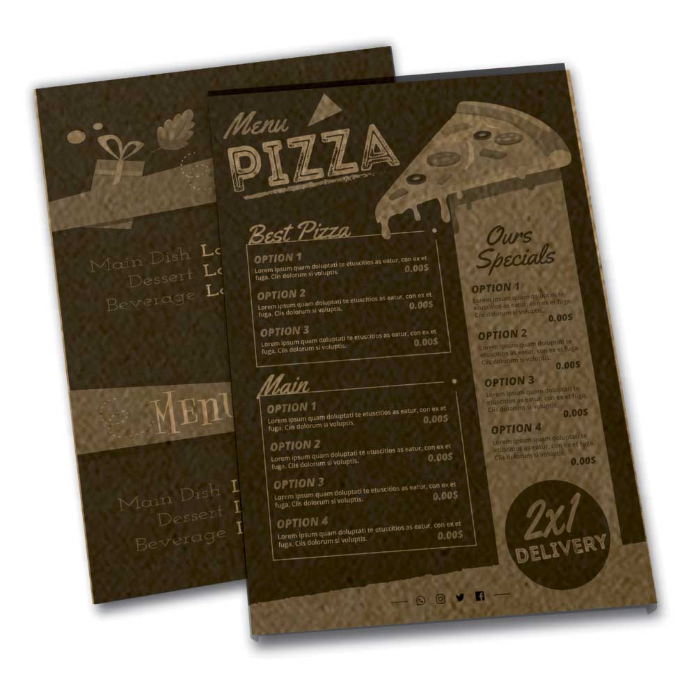 Cardápios Personalizados Simples Kraft 250g (300x420mm)