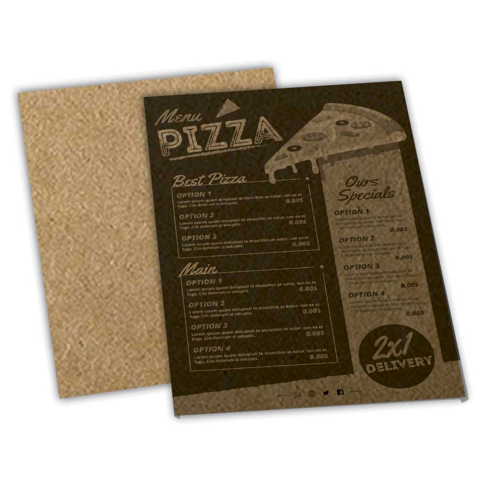 Cardápios Personalizados Simples Kraft 250g (210x300mm)