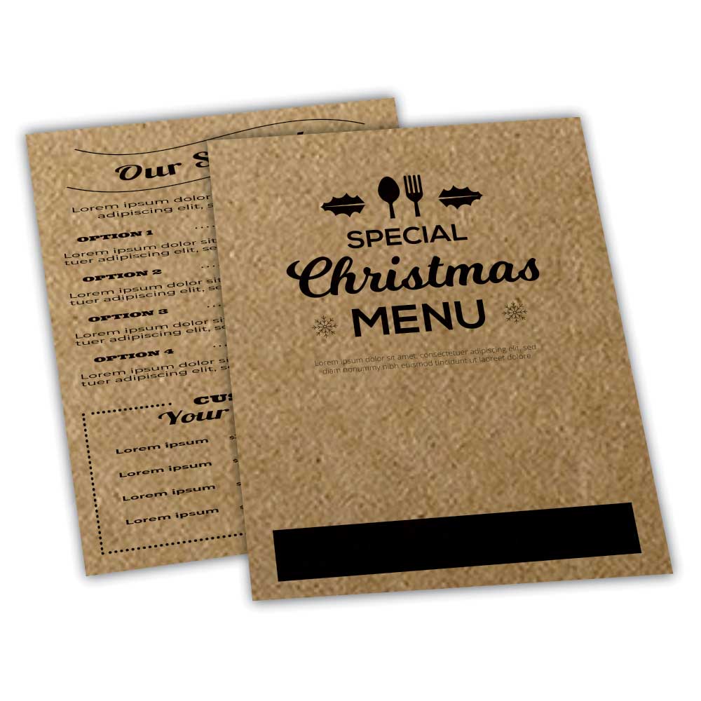 Cardápios Personalizados Simples Kraft 250g (210x300mm)