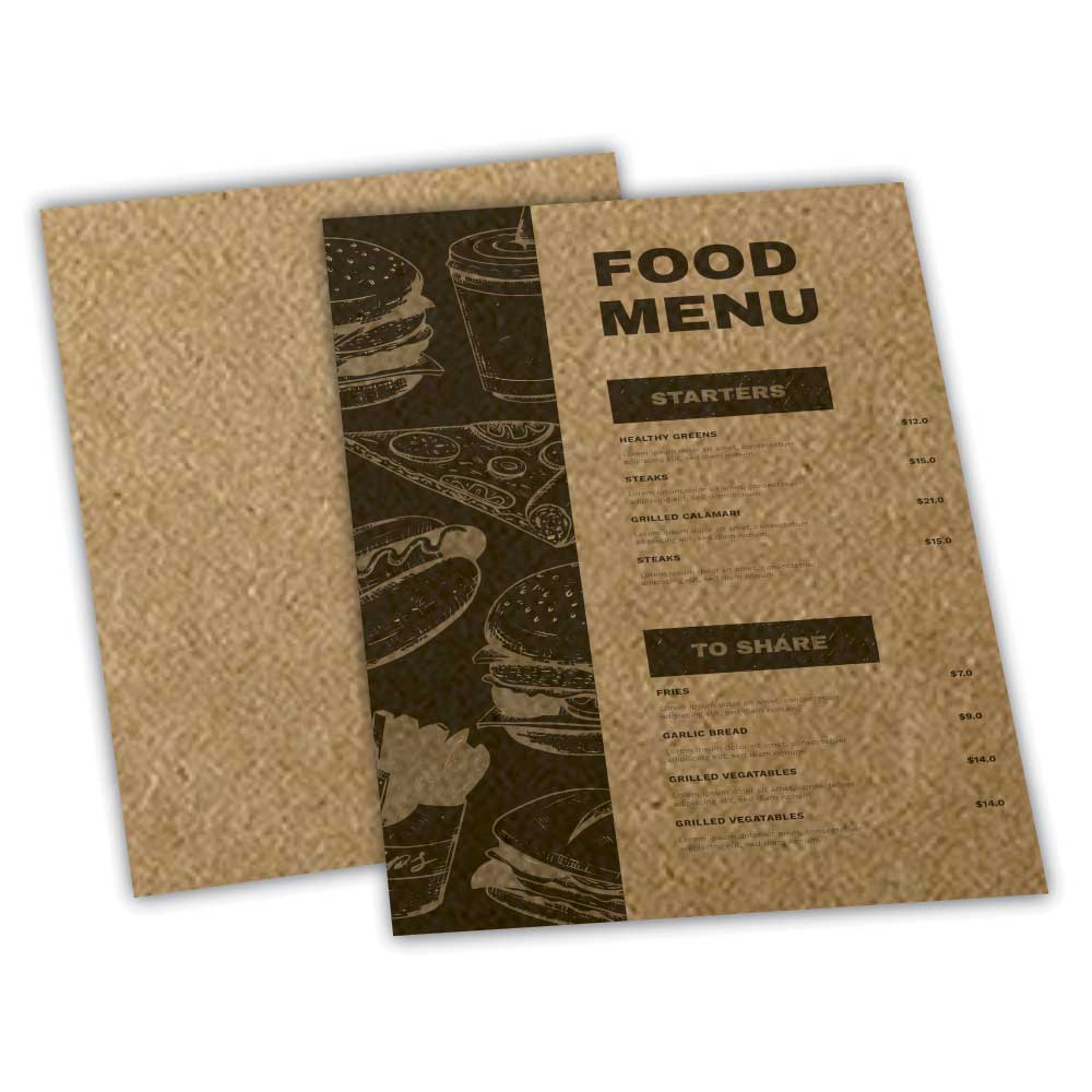 Cardápios Personalizados Simples Kraft 250g (150x210mm)