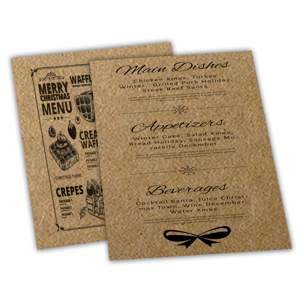 Cardápios Personalizados Simples Kraft 250g (150x210mm)