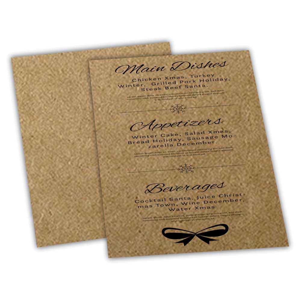 Cardápios Personalizados Simples Kraft 250g (150x210mm)