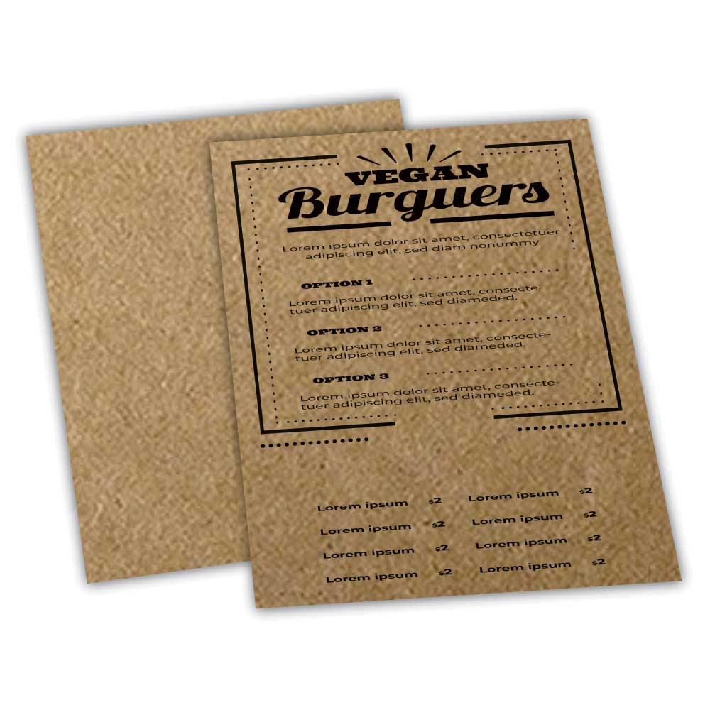 Cardápios Personalizados Simples Kraft 250g (150x210mm)