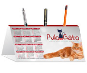 Calendário De Mesa Porta Canetas Horizontal Couchê 250g Verniz UV Total Frente