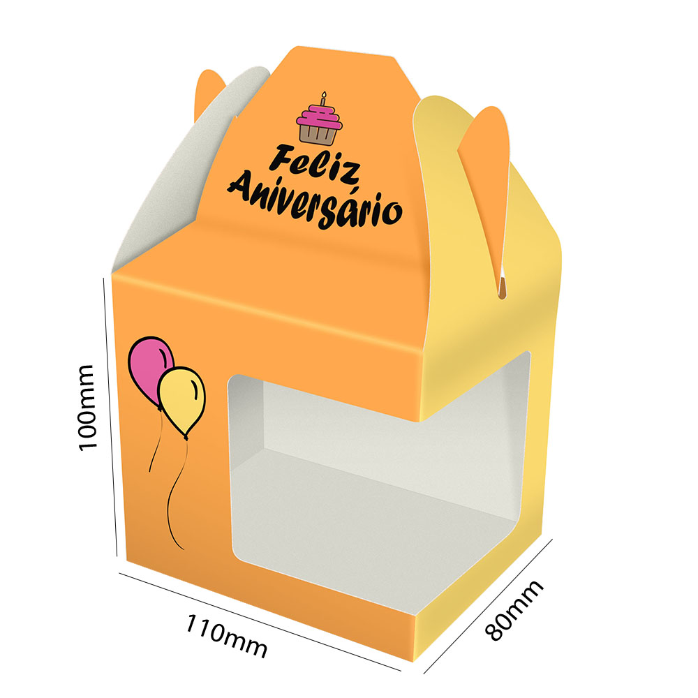 Caixa Com Janela para Caneca Reciclato 240g Com Verniz Uv Total Frente