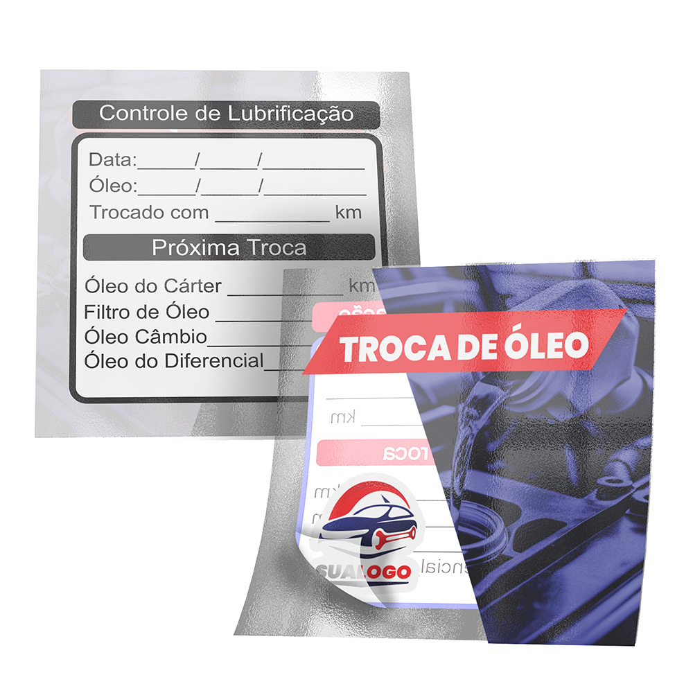 Adesivos Troca De óleo Bopp Transparente Com Tinta Branca (63x63mm)