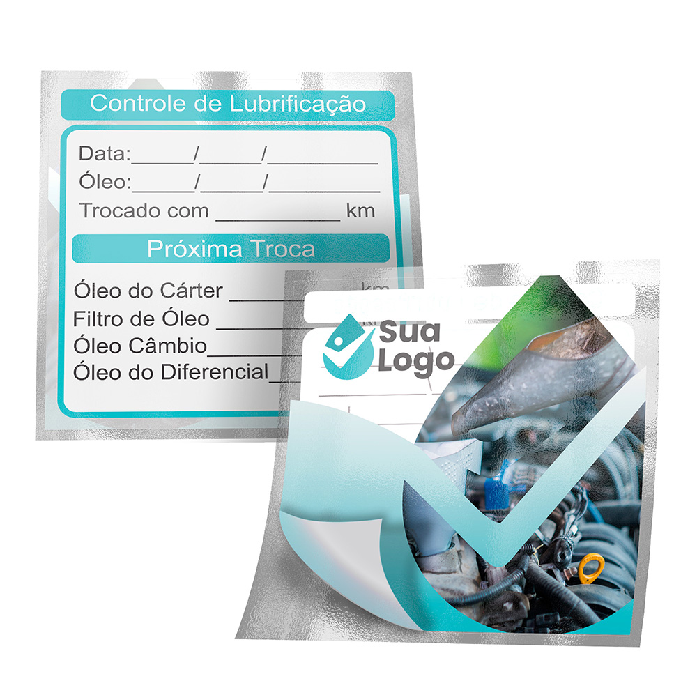 Adesivos Troca De óleo Bopp Transparente Com Tinta Branca (63x63mm)