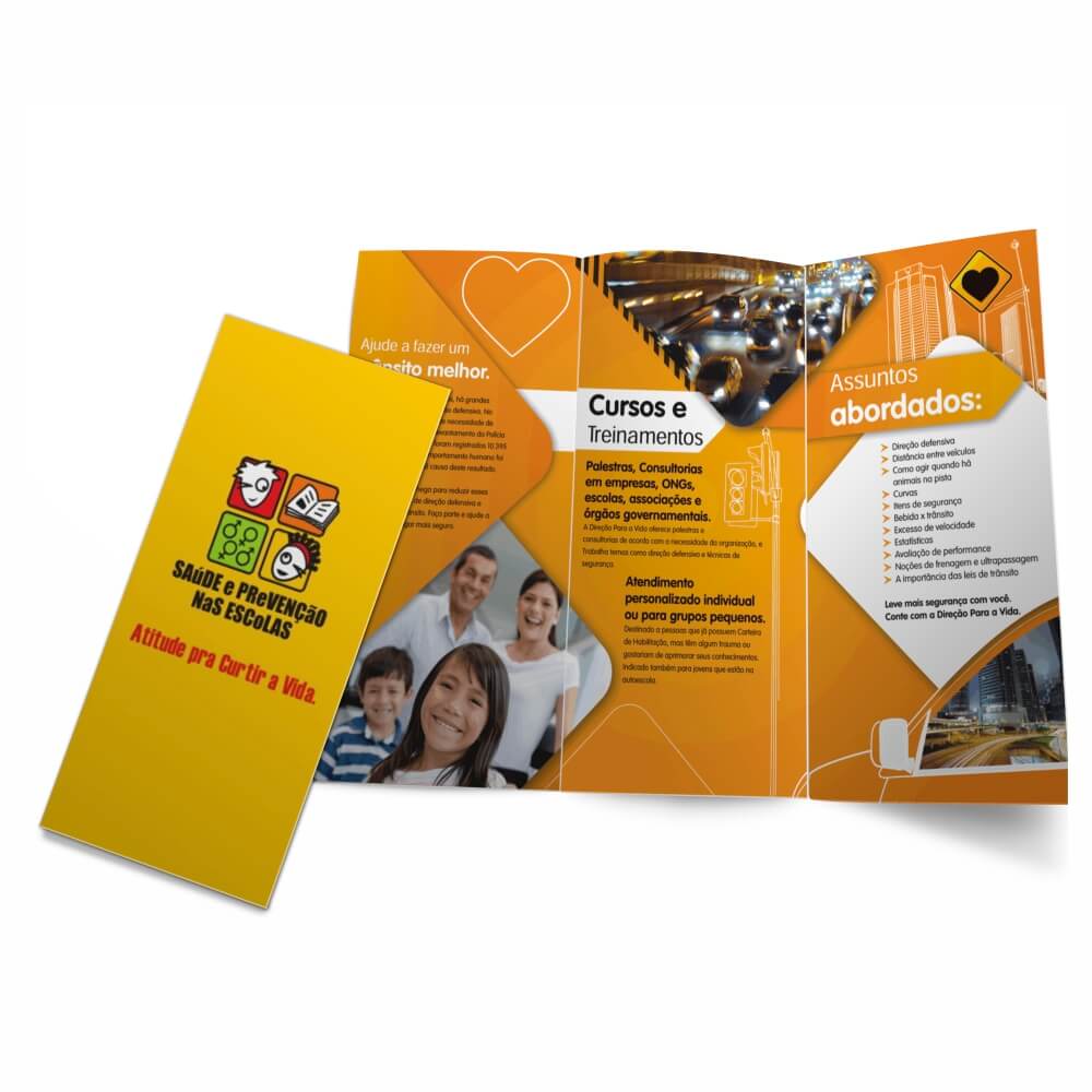 Folders E Mala Direta Couchê 70g Sem Verniz 2 dobras