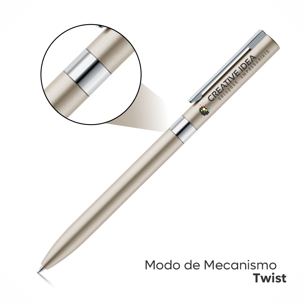 Canetas Impressão Colorida Linha Premium Clare Champanhe