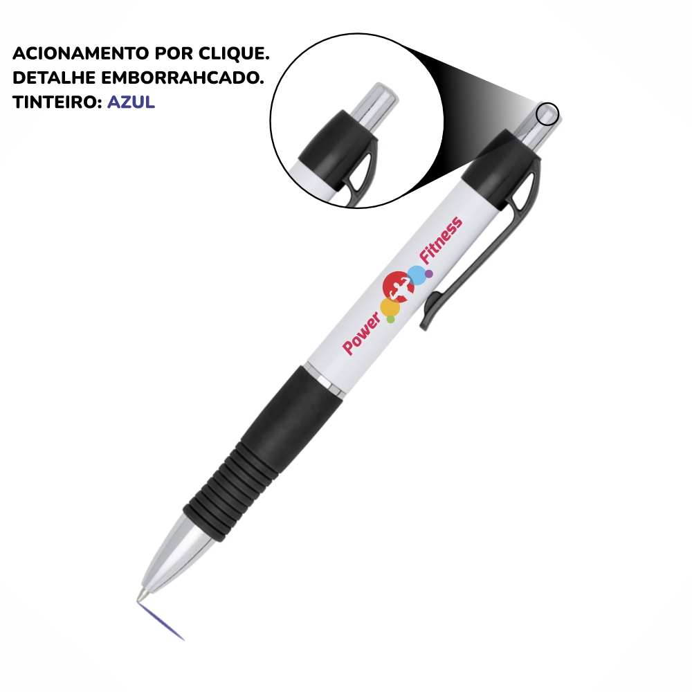 Canetas Impressão Colorida Plásticas Stilo Preta