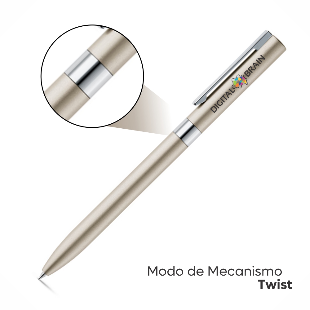 Canetas Impressão Colorida Linha Premium Clare Champanhe