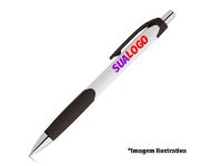 Canetas Impressão Colorida Plásticas Caribe White Preta