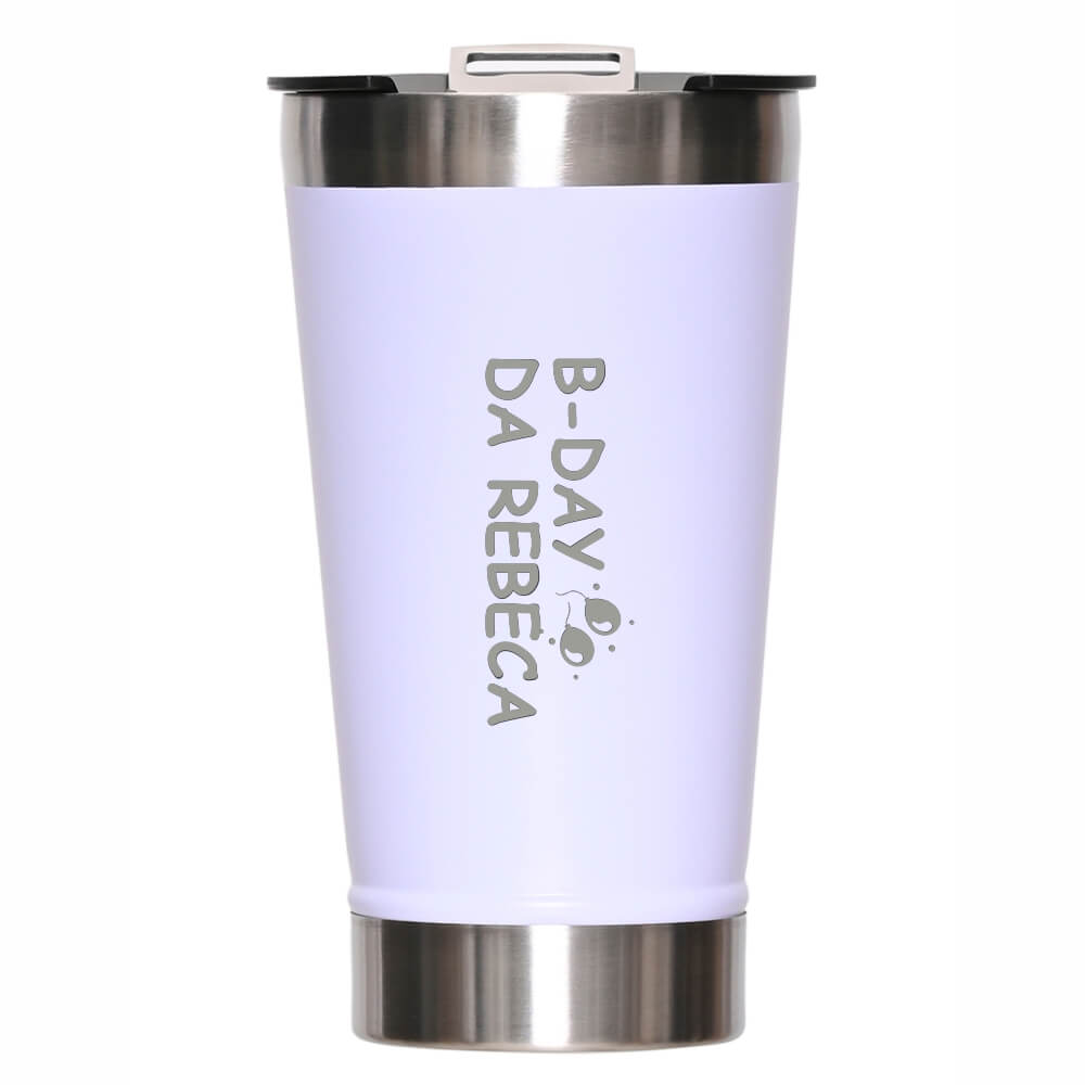 Copo Térmico Com Abridor Parede Dupla e Aço 470ml Branco