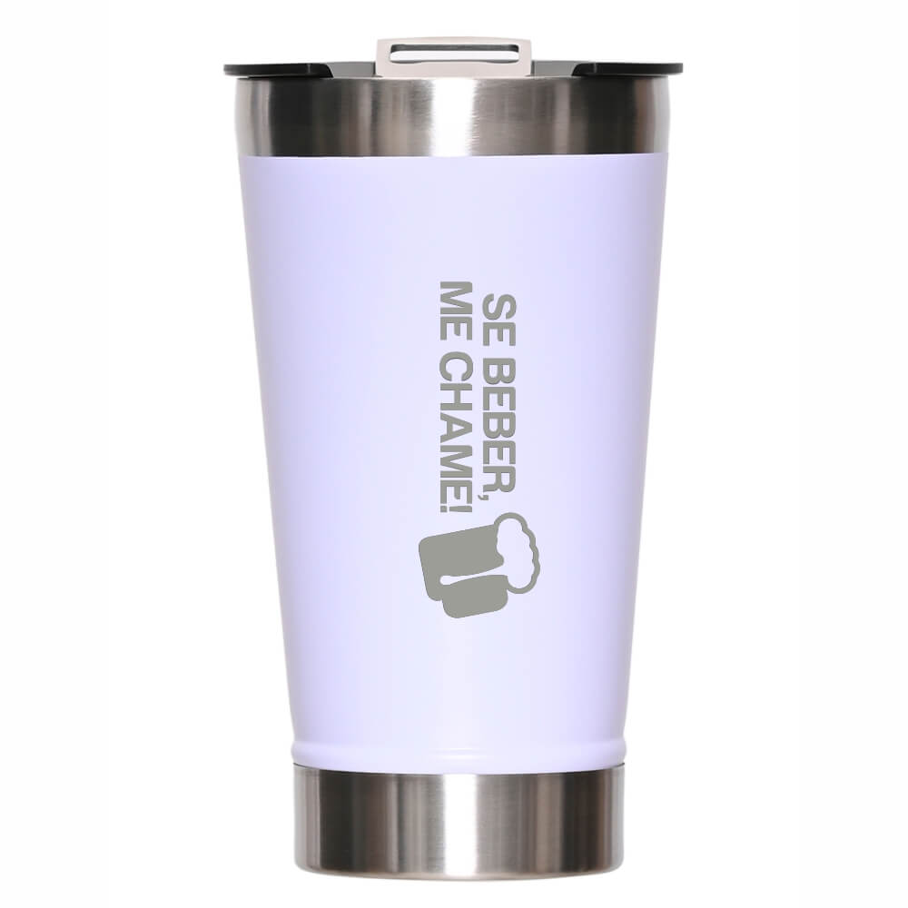 Copo Térmico Com Abridor Parede Dupla e Aço 470ml Branco
