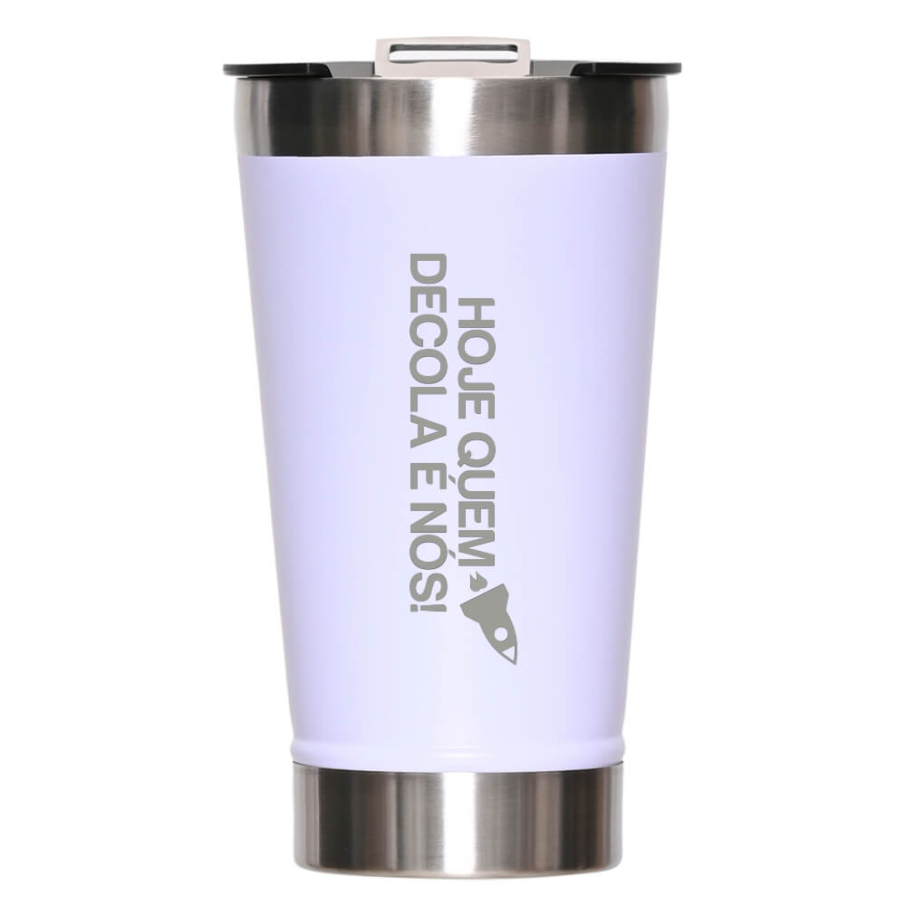 Copo Térmico Com Abridor Parede Dupla e Aço 470ml Branco