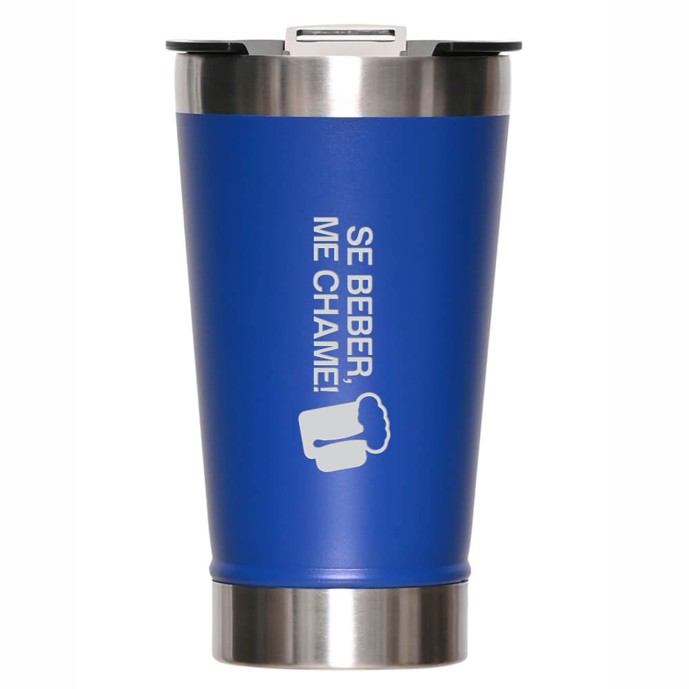 Copo Térmico Com Abridor Parede Dupla e Aço 470ml Azul