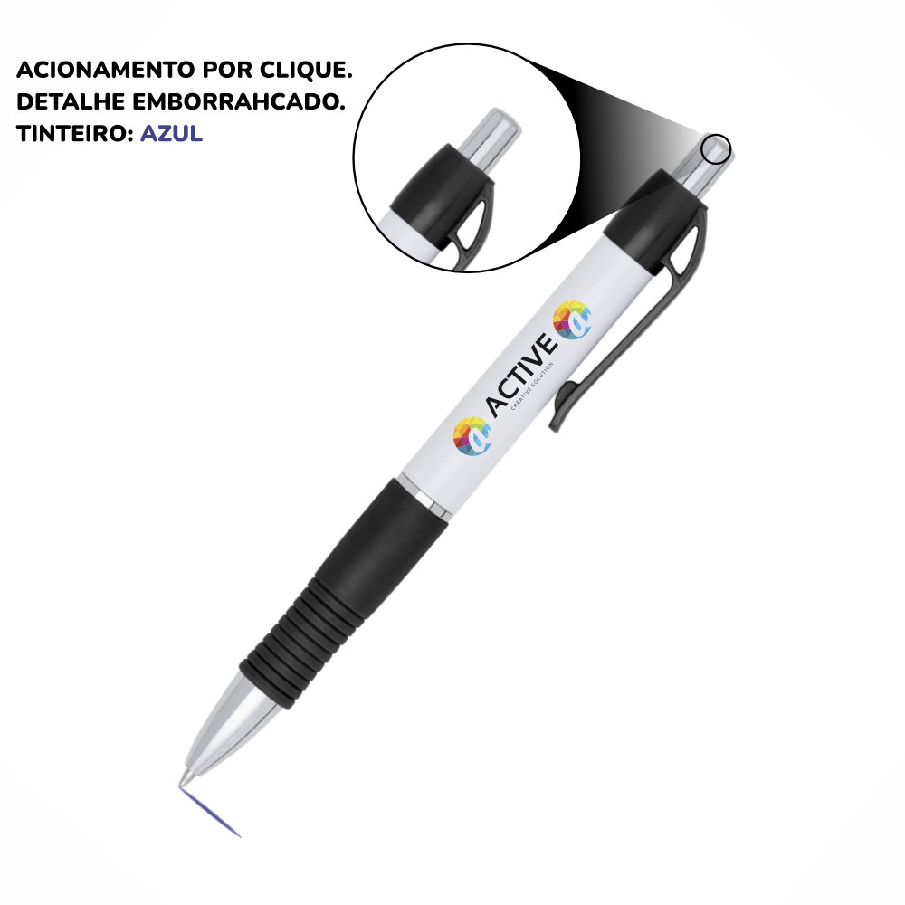 Canetas Impressão Colorida Plásticas Stilo Preta