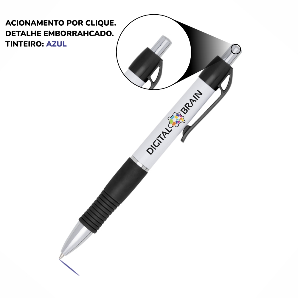 Canetas Impressão Colorida Plásticas Stilo Preta