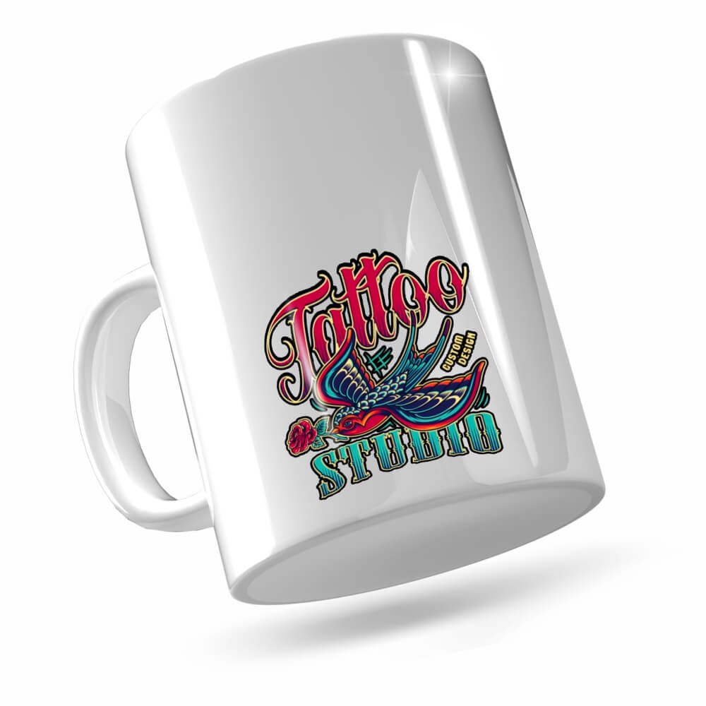 Caneca De Porcelana Simples 325ml Com Dtf Uv Branca