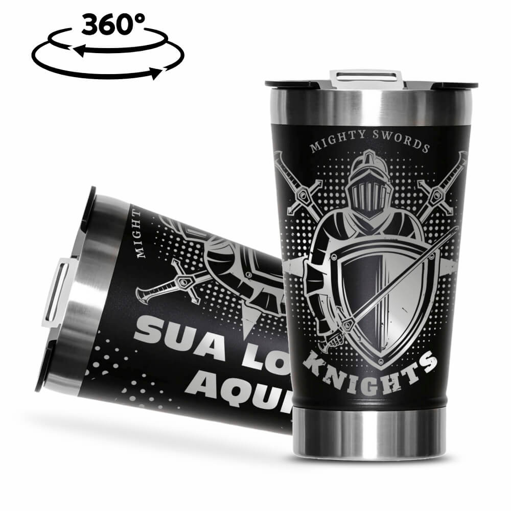 Copo Térmico com Abridor Parede Dupla e Aço 470ml Preto