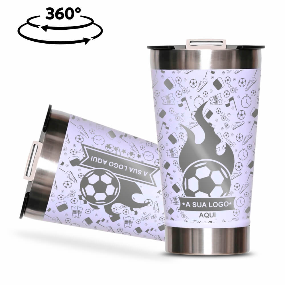 Copo Térmico com Abridor Parede Dupla e Aço 470ml Branco