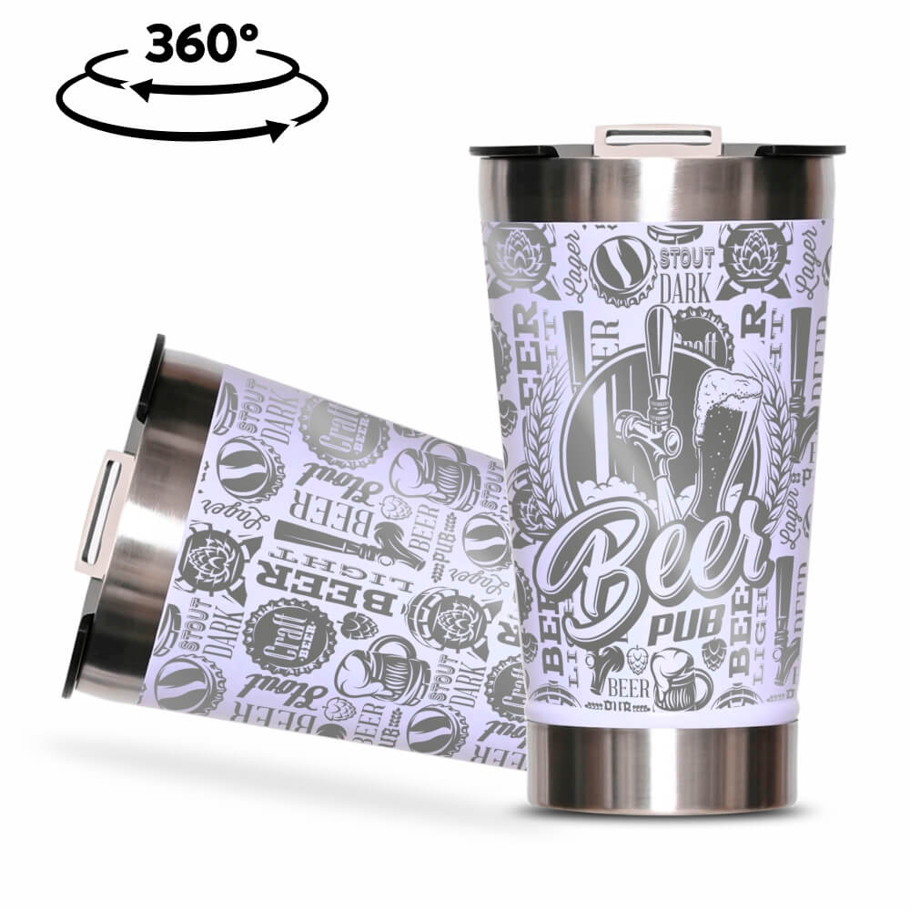 Copo Térmico com Abridor Parede Dupla e Aço 470ml Branco