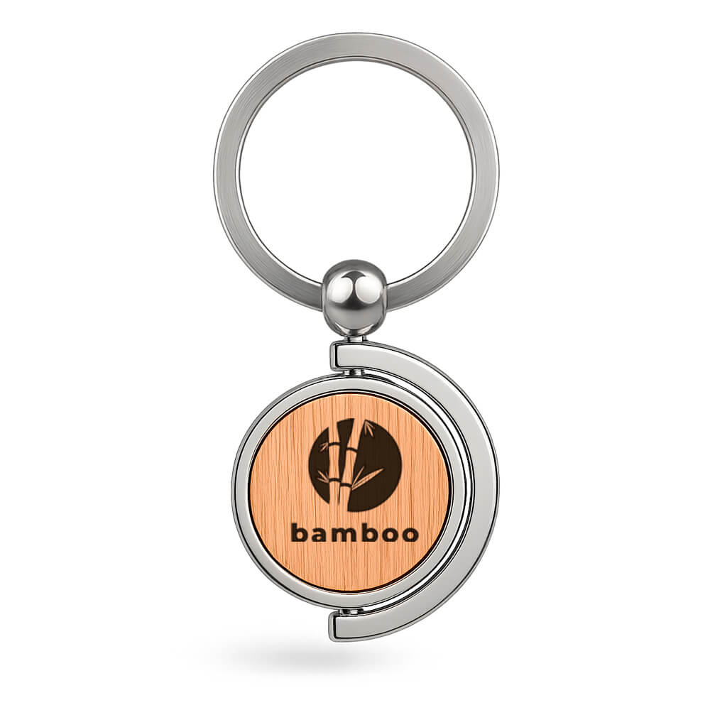 Chaveiro Gravação A Laser Bambu Modelo Giratório